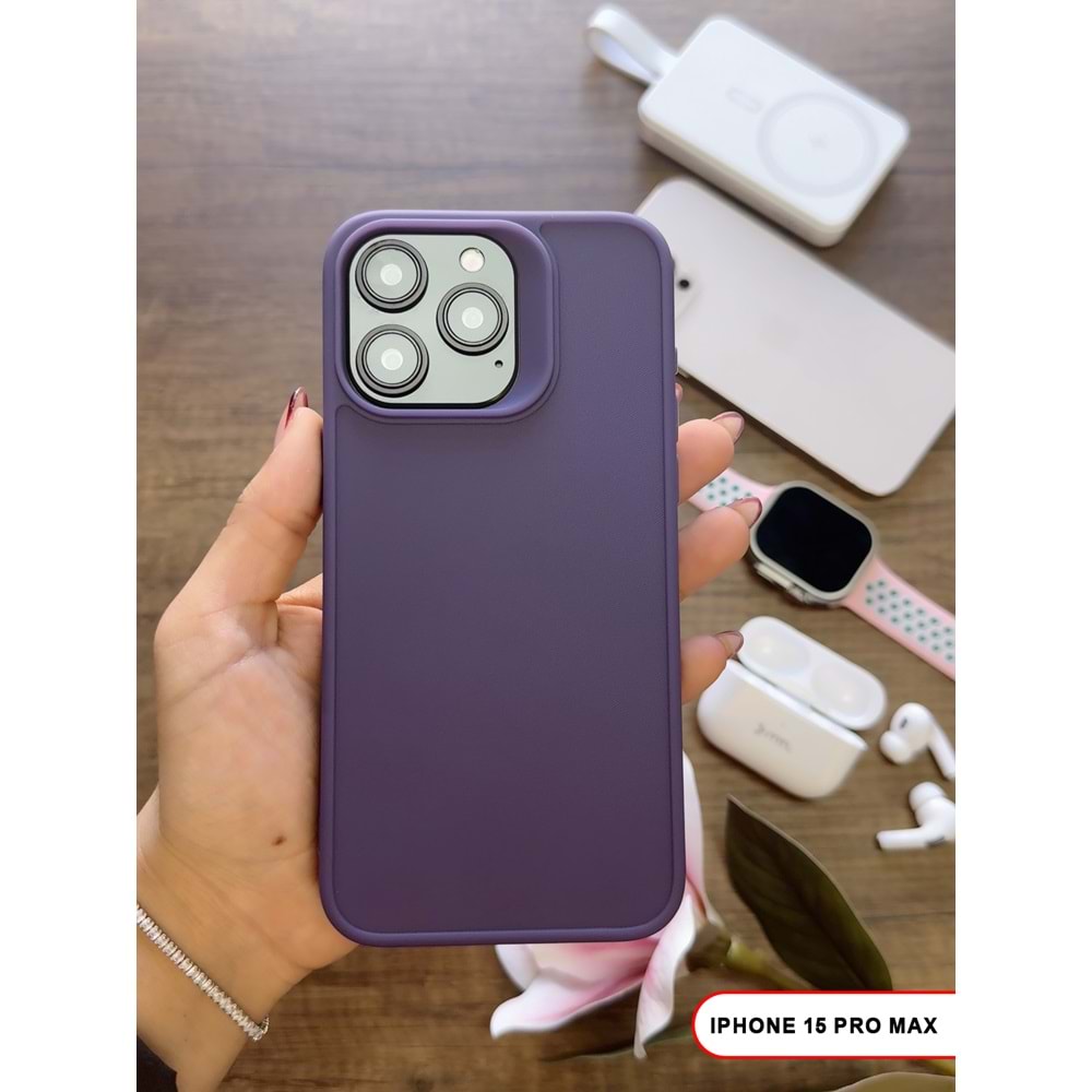 IPHONE 15 PRO MAX RENK ATMAYAN KEEP SİLİKON KILIF - MOR