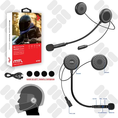 MT962 MOTORSİKLET KASK İÇİ BLUETOOTH KULAKLIK /10/100