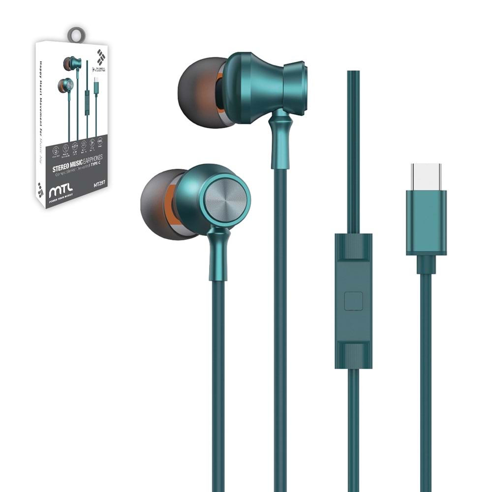 MT297 TYPE-C STEREO KABLOLU KULAKLIK 10/200 - YEŞİL