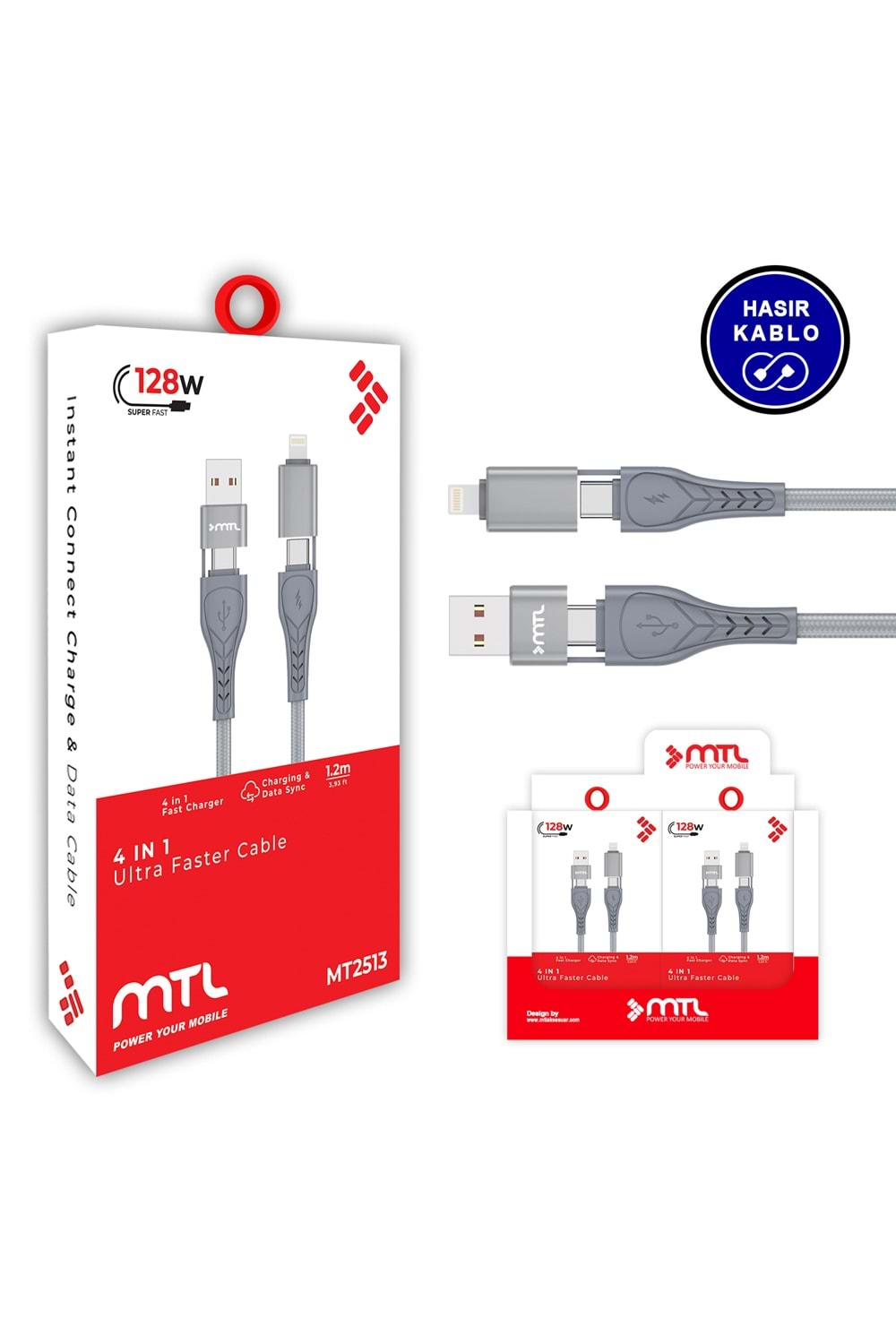 MT2513 128W 4 IN 1 ŞARJ DATA KABLO /10/200