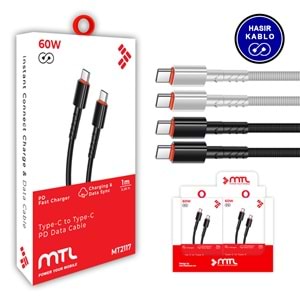 MT2117 60W TYPE C TO TYPE-C PD ŞARJ DATA KABLO 10/200