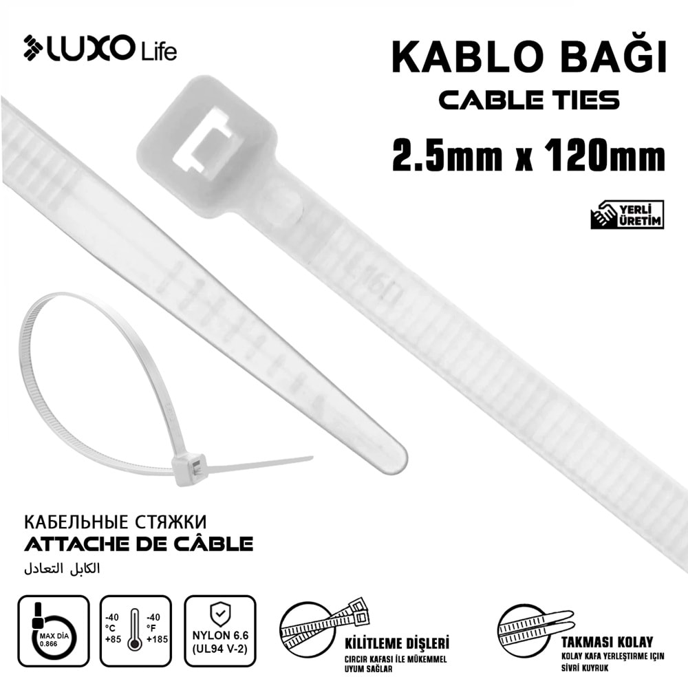 LUXO LİFE 2.5*120 KABLO BAĞ BEYAZ 200/250/50000