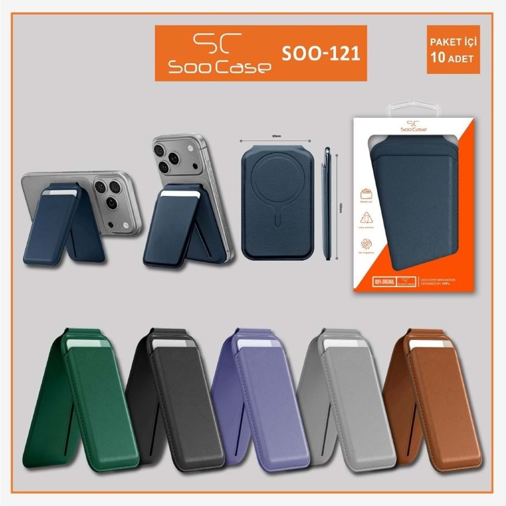 SOO-121 MAGSAFE UYUMLU STAND ÖZELLİKLİ PREMİUM CÜZDAN