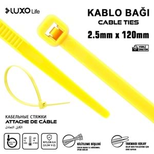 LUXO LİFE 2.5*120 KABLO BAĞ SARI 200/100/20000