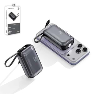 MT4575 10.000 MAH 4İN1 DAHİLİ KABLOLU EL FENERİ STANDLI PD ŞARJ POWERBANK 60/SİYAH