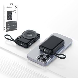 MT4580 10.000 MAH 4İN1 DAHİLİ KABLOLU MANYETİK MAGSAFE PD ŞARJ POWERBANK 60/ SİYAH
