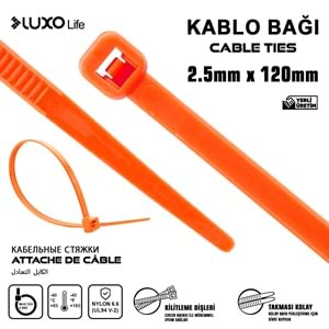 LUXO LİFE 2.5*120 KABLO BAĞ TURUNCU 200/100/20000