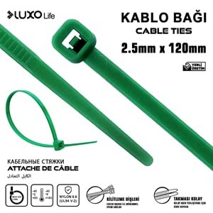 LUXO LİFE 2.5*120 KABLO BAĞ YEŞİL 200/100/20000