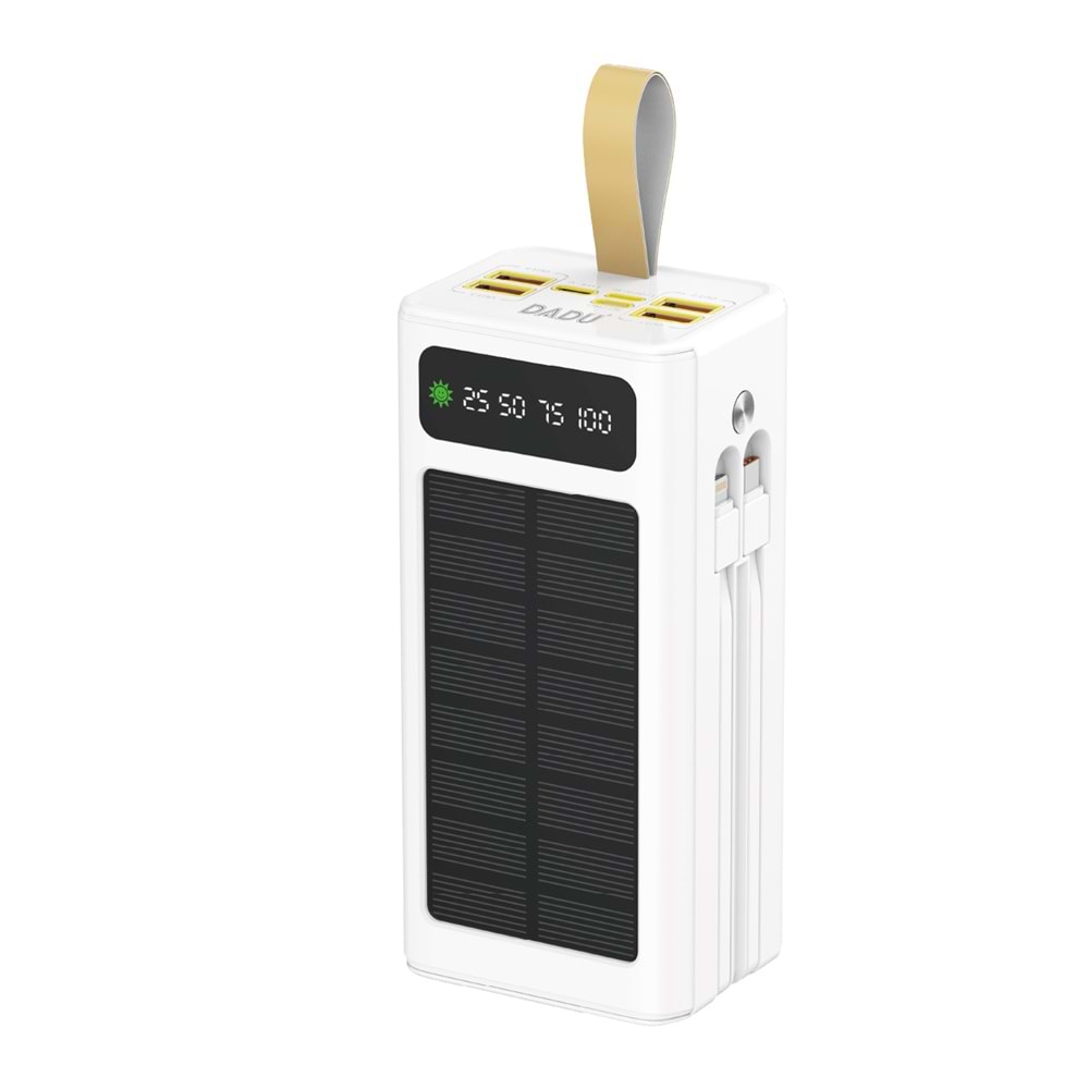 DADU DP-082 40.000 MAH / 42.5W GÜNEŞ ENERJİLİ LED IŞIKLI DAHİLİ KABLOLU PD ŞARJ POWER BANK
