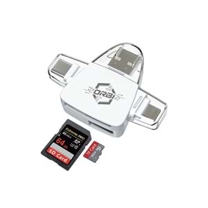 RB-500 TYPE-C + LİGHTNİNG İPHONE + USB GİRİŞLİ 3İN1 HAFIZA KART OKUYUCU TAK ÇALIŞTIR /14/140