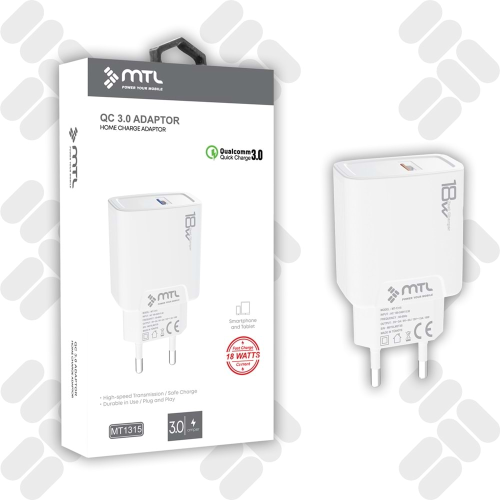 MT1315 QC 3.0 18W HIZLI USB EV ŞARJ BAŞLIK /10/200